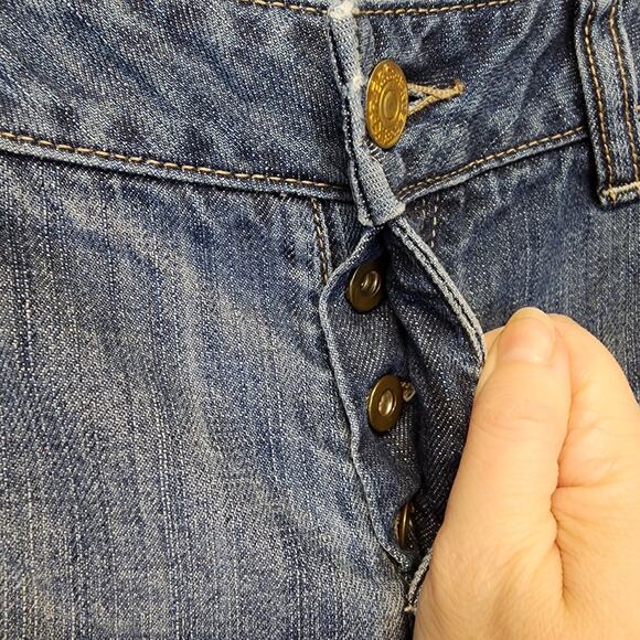 Express Straight Jeans Womens Size 12 34x26 Whiskered Button Fly Steampunk 2009 - Picture 6 of 12